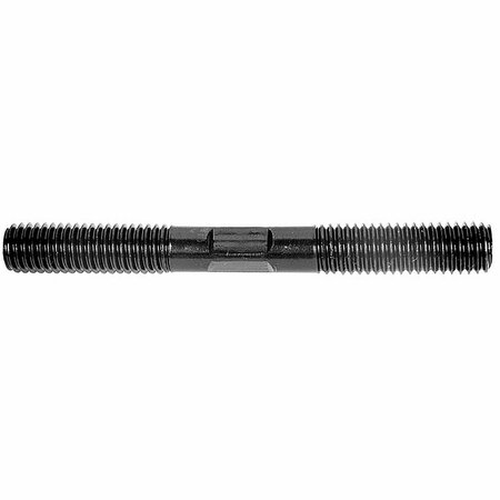 STM Double-End Threaded Stud, 3/8in-16 to 3/8in-16 Thread, 8 in, Medium Carbon Steel, Black Oxide, 4PK 333728